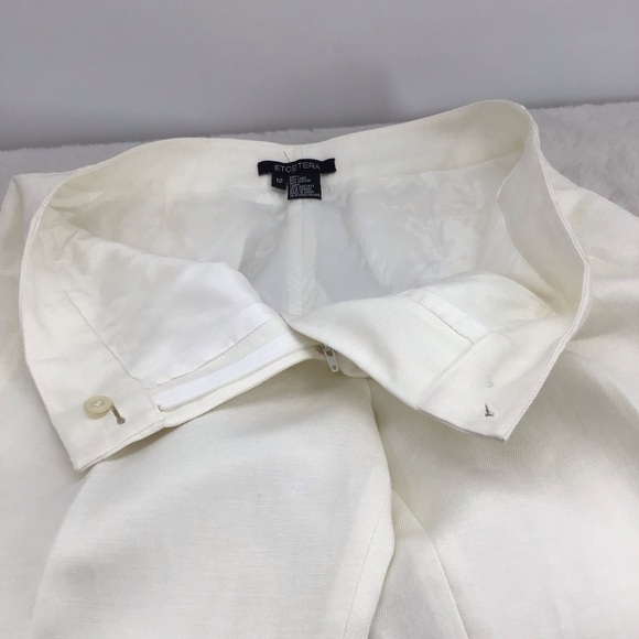 Etcetera Linen Blend Two Piece Set Jacket /Pants Career Classic Creme Size 10/12 - Picture 8 of 15